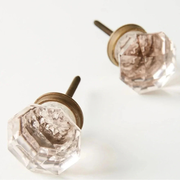 Anthropologie Other - NWOT Anthropologie Pink Crystal Octagon Knobs Set of 2